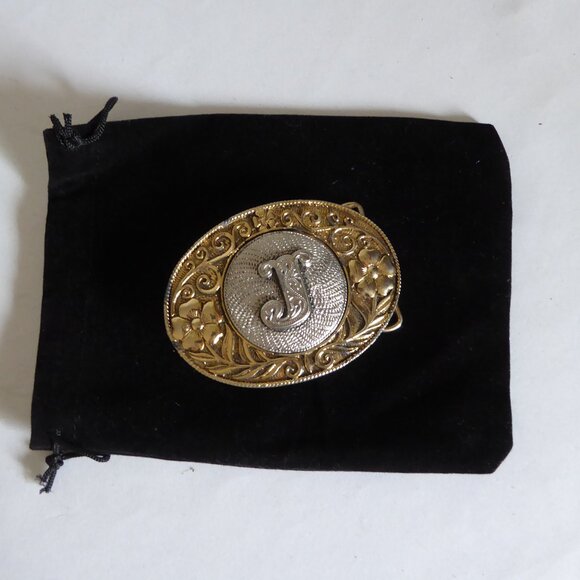 VINTAGE INITIAL MONOGRAM J WESTERN METAL BELT BUCKLE (PRE-OWNED) - Picture 2 of 9